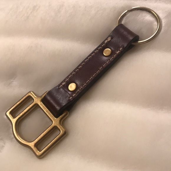 Brass & leather horse halter cheekpiece keychain - Picture 2 of 2